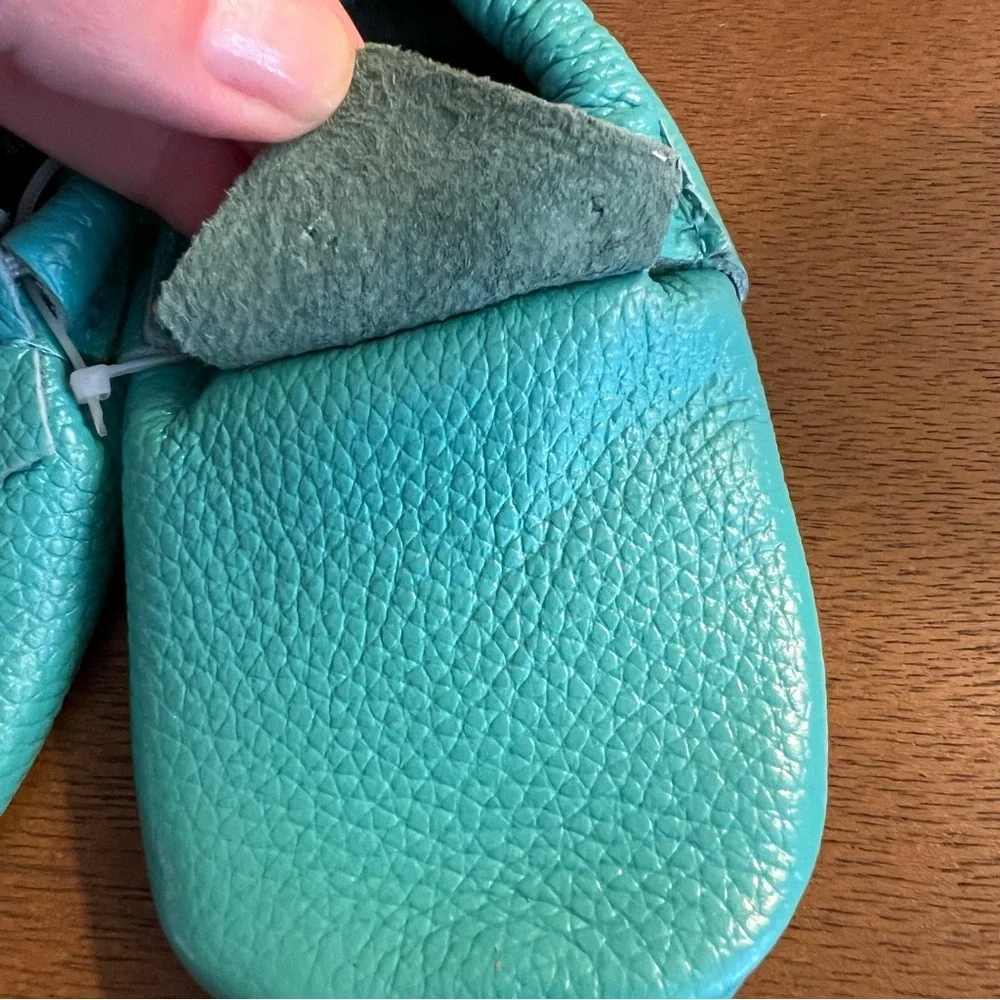 Soft Genuine Leather Baby Boy Girl Shoes Turquoise Moccasin NEW
